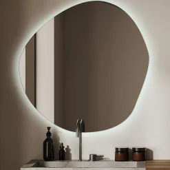Nowoczesne Lustro Nieregularne LED Loft Ścienne 87x86 cm