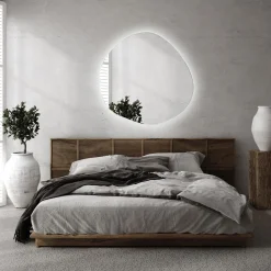 Nowoczesne Lustro Nieregularne LED Loft Ścienne 87x86 cm