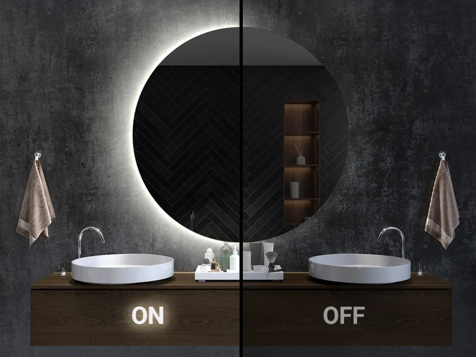 Nowoczesne Lustro Nieregularne LED Loft Ścienne 87x86 cm
