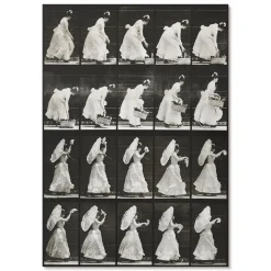 Nowoczesne plakaty A4 Kobieta machająca chusteczką (1887) E. Muybridge’a
