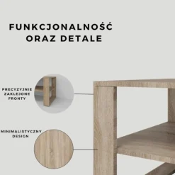 Nowoczesny stolik kawowy ława do salonu LOFT Dąb Sonoma elegancki design