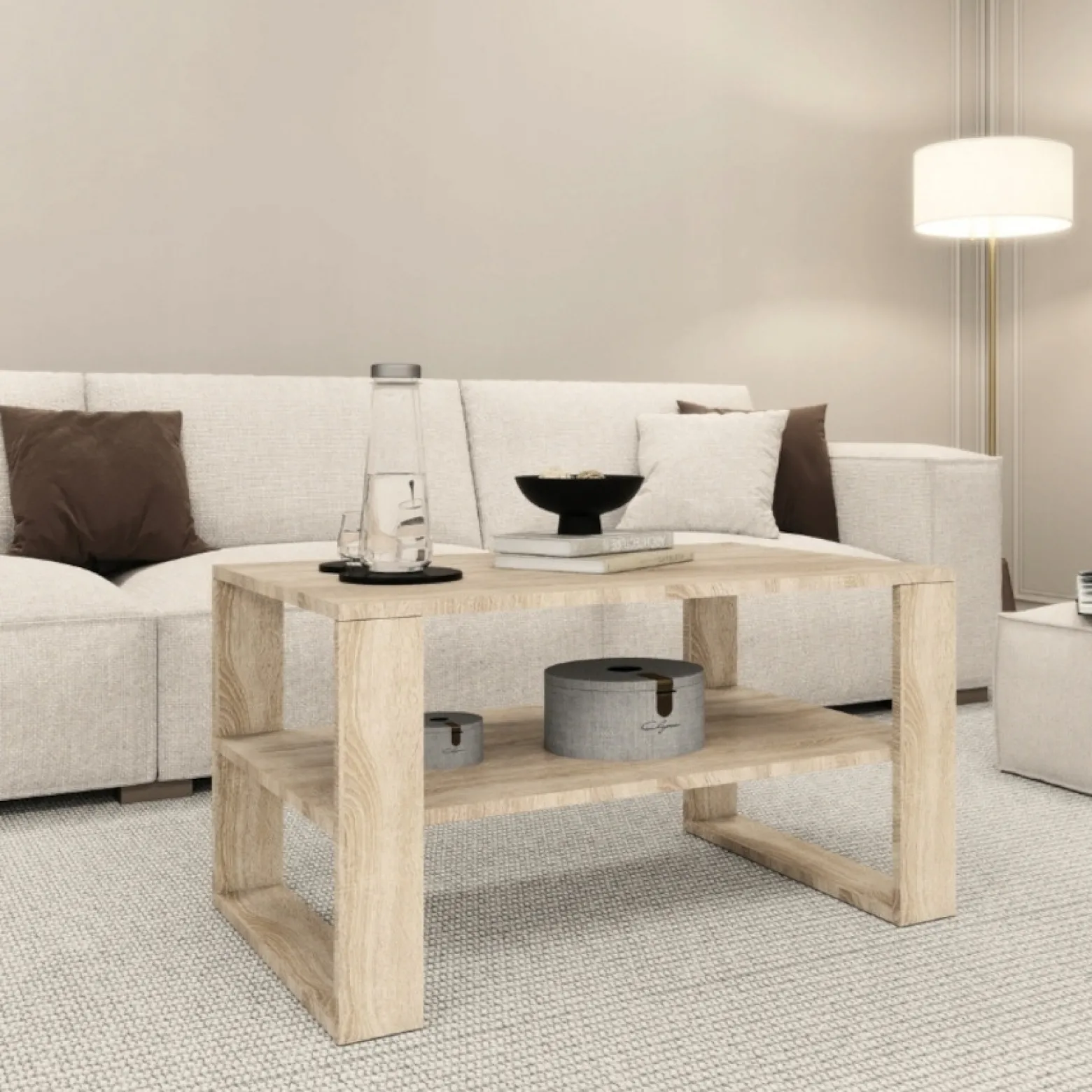 Nowoczesny stolik kawowy ława do salonu LOFT Dąb Sonoma elegancki design