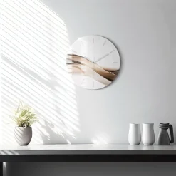 Nowoczesny szklany zegar ścienny Abstrakcja linia fi30
