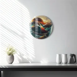 Nowoczesny szklany zegar ścienny Płynący wodospad fi30