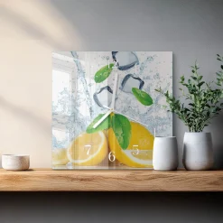 Nowoczesny zegar 30x30 Cytrynowy ozdobny ścienny