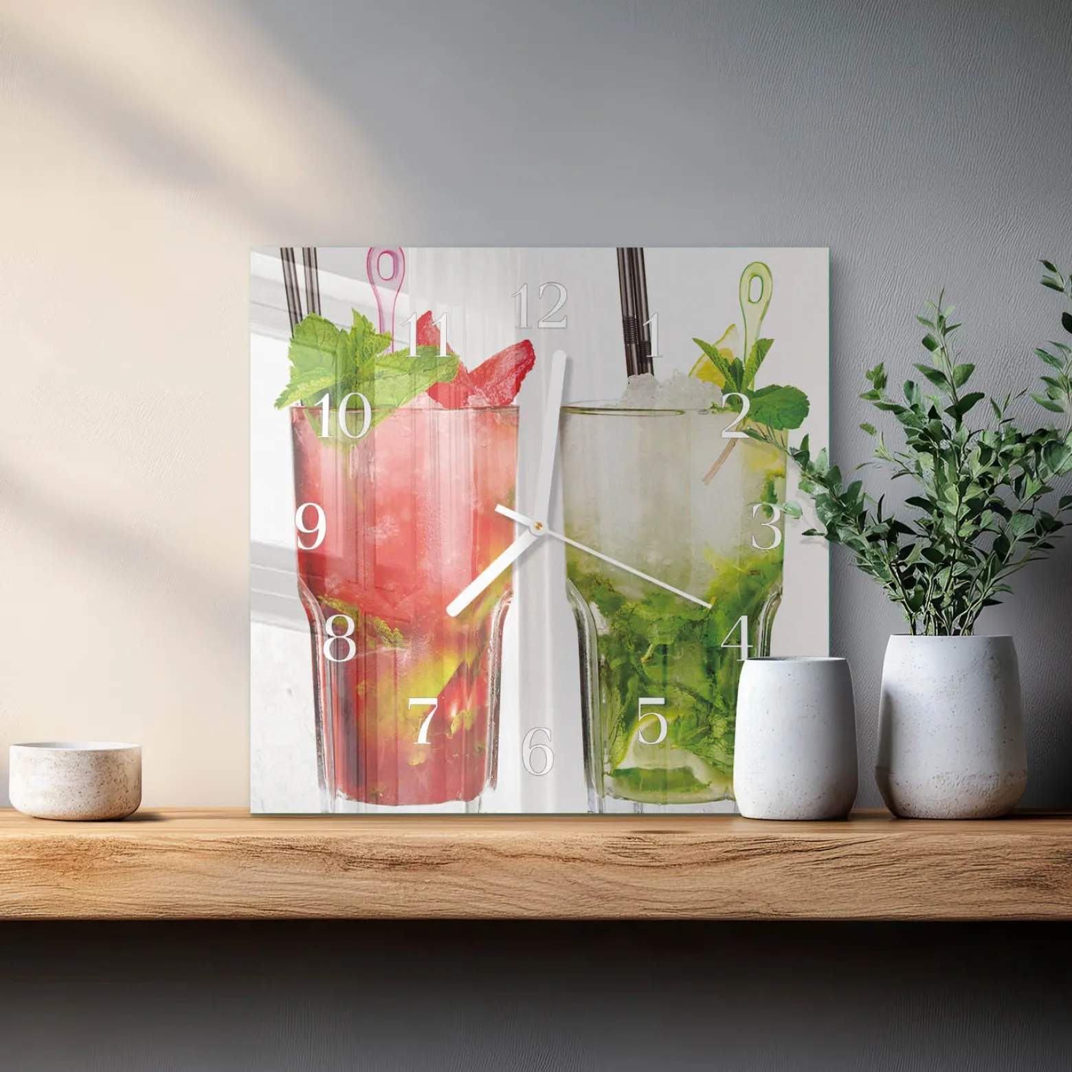 Nowoczesny zegar 30x30 Koktajle design na ścianę