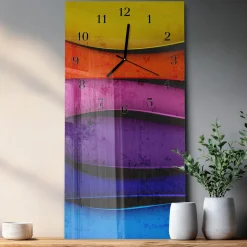 Nowoczesny zegar 30x60 Kolorowe Paski cichy mechanizm salon