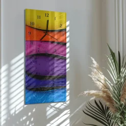 Nowoczesny zegar 30x60 Kolorowe Paski cichy mechanizm salon