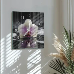 Nowoczesny zegar 30x30 Orchidea dekoracyjny na ścianę