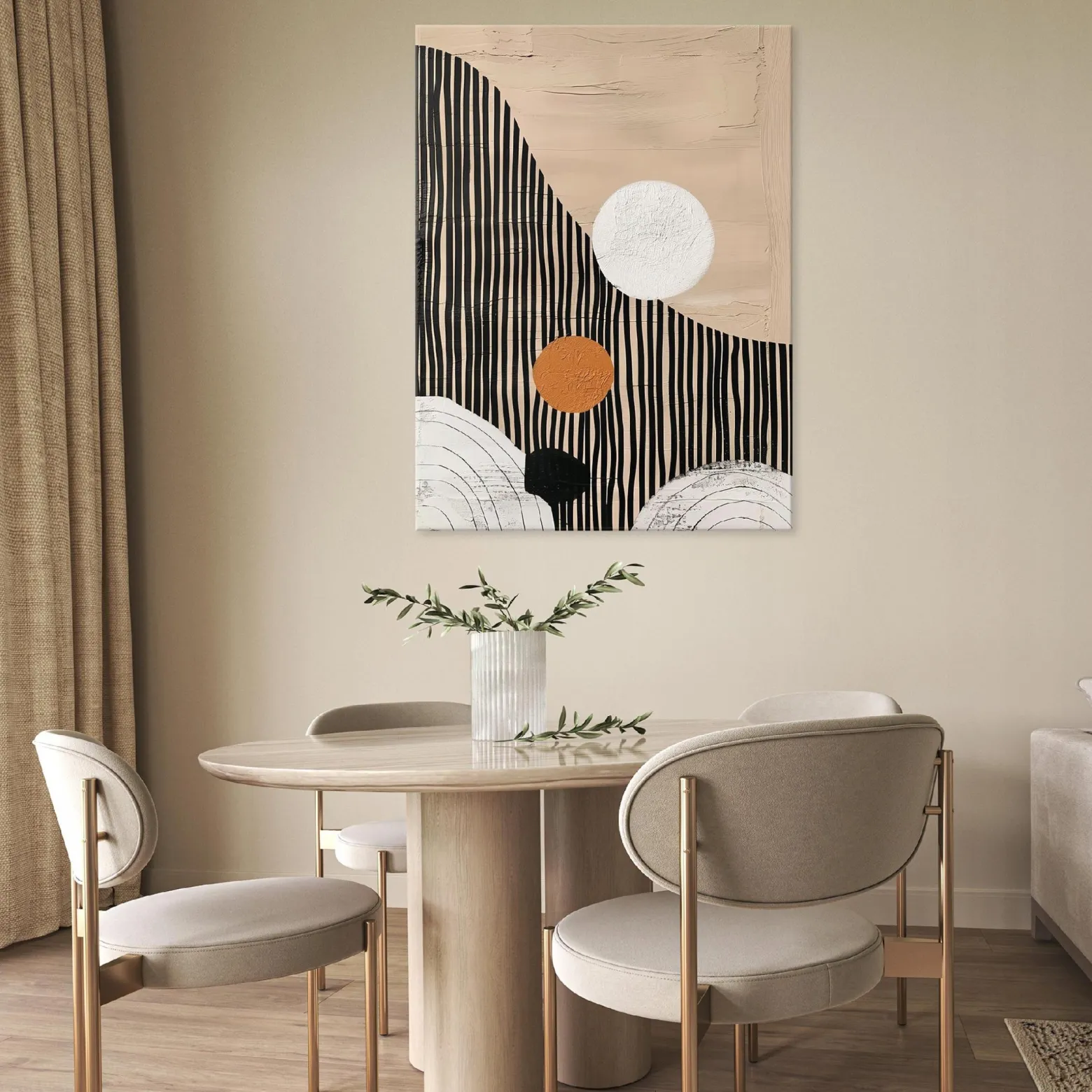 Obraz Boho Abstrakcja Brązowy Na Płótnie Ścianę Do Sypialni Salonu 60X40