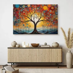 Obraz Abstrakcyjne Drzewo W Stylu Boho 30x20cm