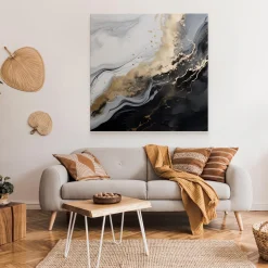 Obraz Abstrakcyjny Marmur W Czarno-Białych Kolorach 30x30cm
