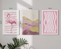 Obraz canvas 3 częściowy Flamingowy relaks | 3x40x60 | Wallfluent