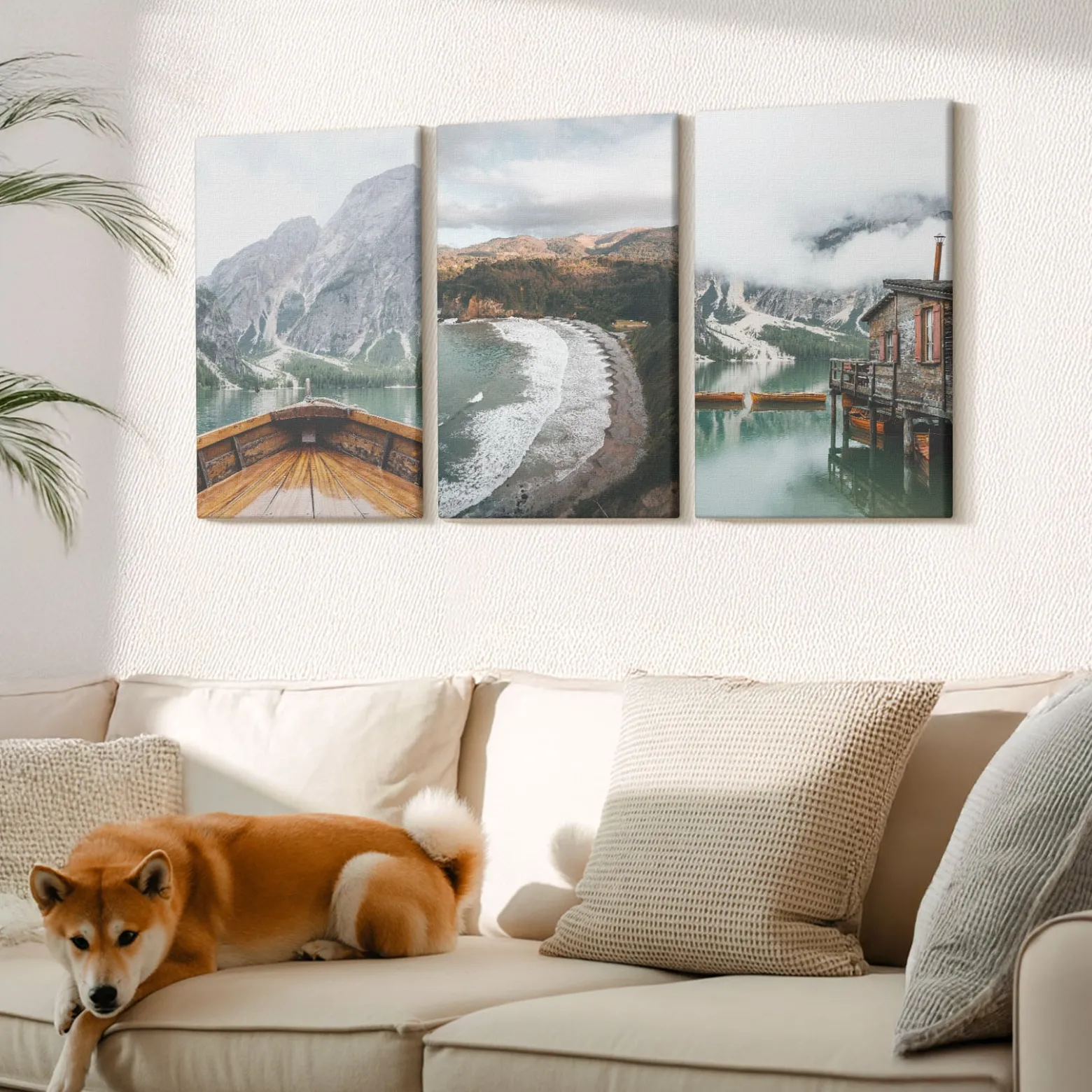 Obraz canvas 3 częściowy Jeziorne góry | 3x40x60 | Wallfluent
