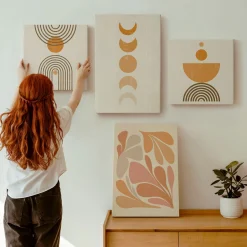 Obraz canvas 4 częściowy Kształty pomarańcz |40x40, 40x60| Wallfluent