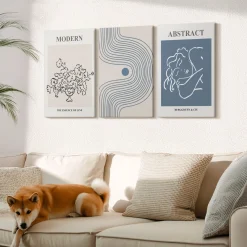 Obraz canvas 3 częściowy Kwiatowe linie | 3x40x60 | Wallfluent