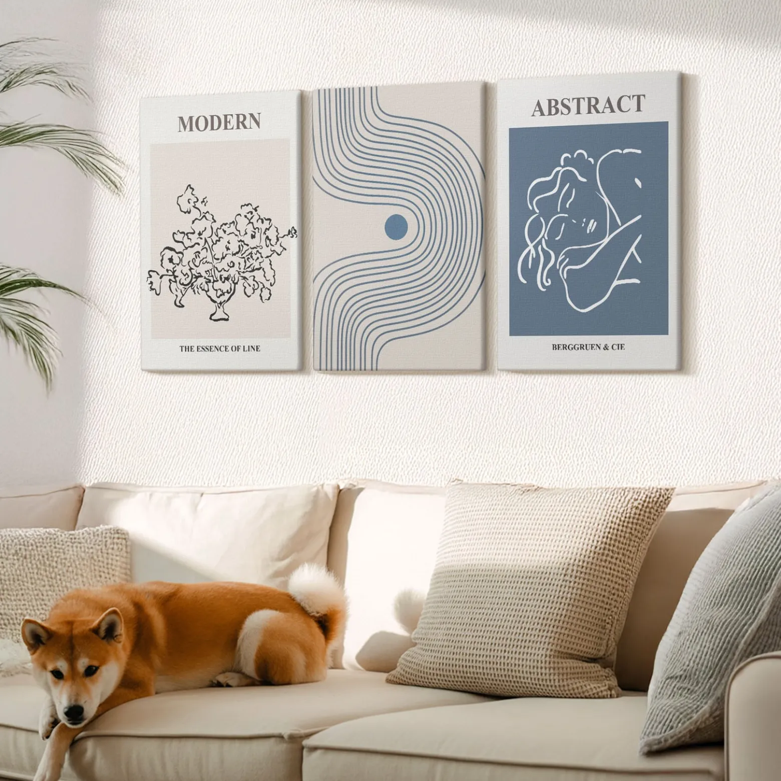 Obraz canvas 3 częściowy Kwiatowe linie | 3x40x60 | Wallfluent