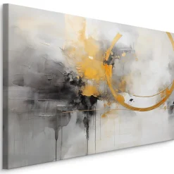 Obraz Czarno-Żółty Abstrakcyjny Malunek 30x20cm