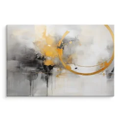 Obraz Czarno-Żółty Abstrakcyjny Malunek 30x20cm