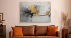 Obraz Czarno-Żółty Abstrakcyjny Malunek 30x20cm