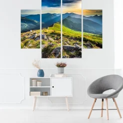 Obraz 4-Częściowy GÓRSKI Pejzaż Widok 3D 80x60cm