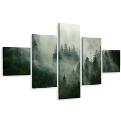 Obraz 5 Częściowy Las We Mgle Pejzaż 3D 150x90cm