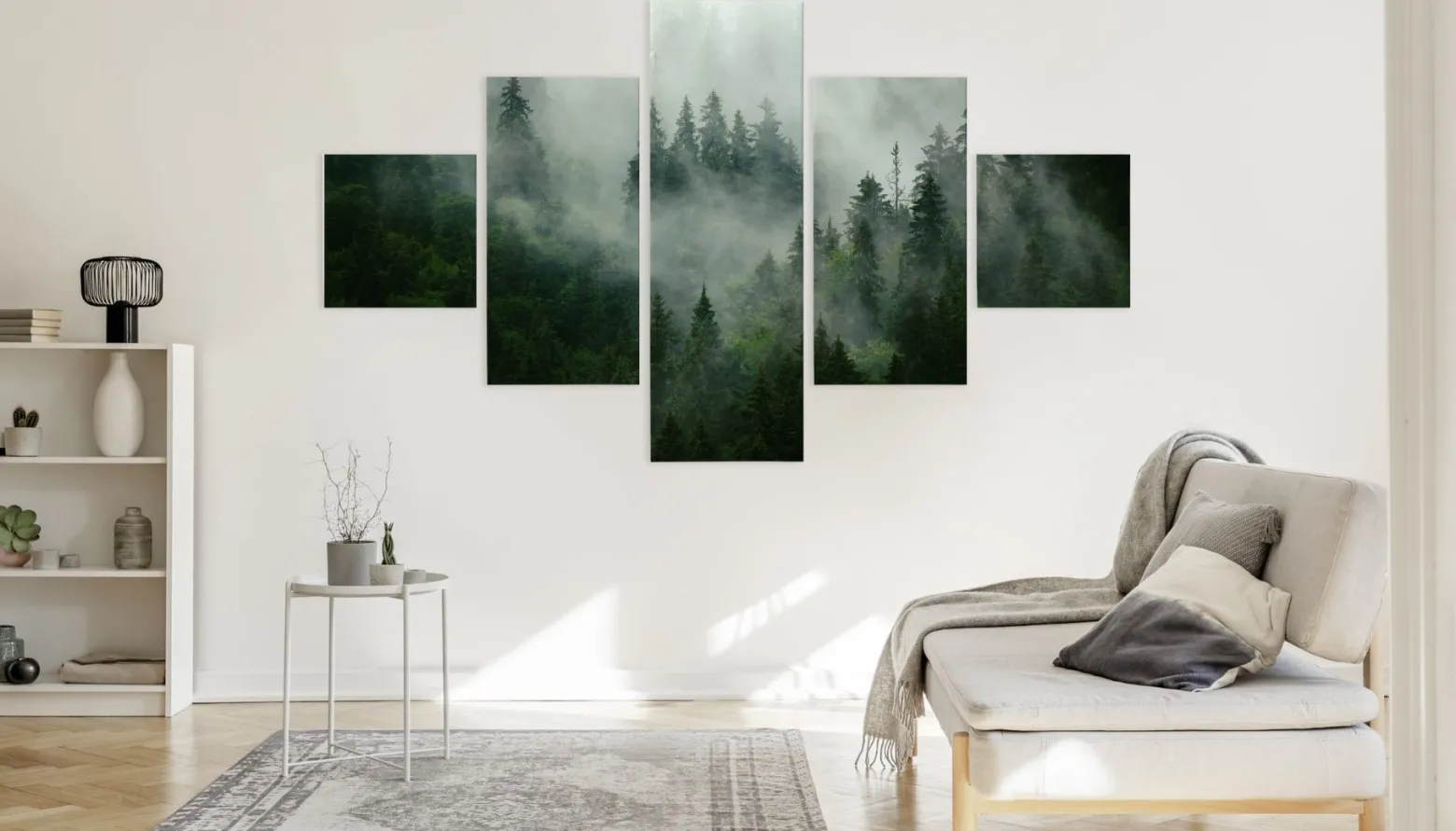 Obraz 5 Częściowy Las We Mgle Pejzaż 3D 150x90cm
