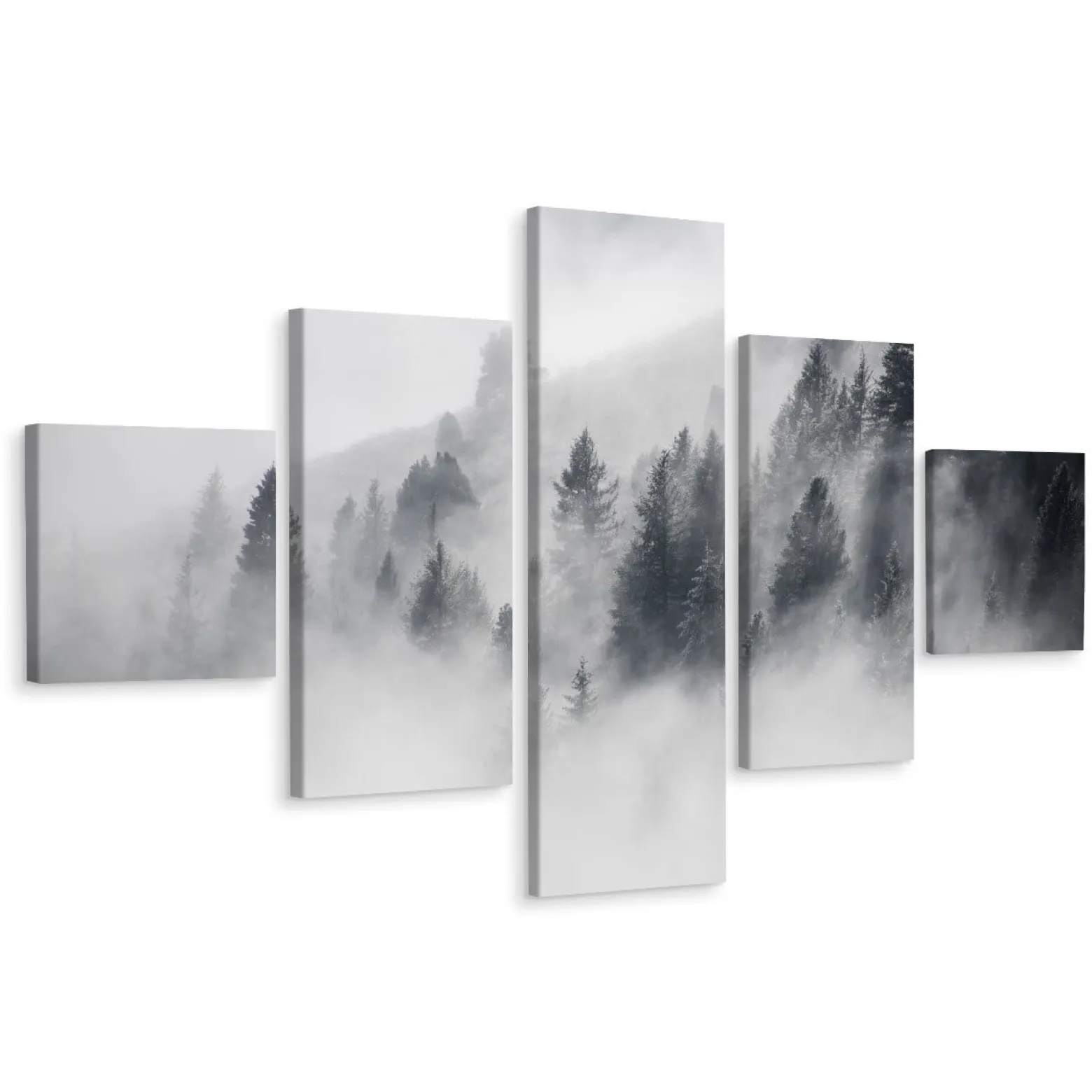 Obraz 5-Częściowy Mglisty Las Pejzaż 3D 150x90cm