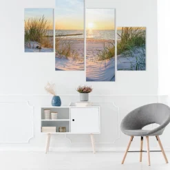 Obraz 4 Częściowy PLAŻA Zachód Słońca 3D 80x50cm