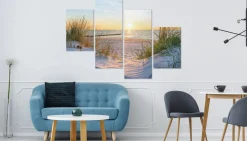 Obraz 4 Częściowy PLAŻA Zachód Słońca 3D 80x50cm