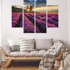 Obraz 4-Częściowy Pole LAWENDY Pejzaż 3D 80x60cm
