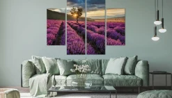 Obraz 4-Częściowy Pole LAWENDY Pejzaż 3D 80x60cm