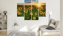 Obraz 4-Częściowy SŁONECZNIKOWE Pole 3D 80x60cm
