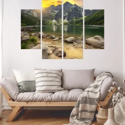 Obraz 4-Częściowy ZACHÓD SŁOŃCA w Górach 80x60cm