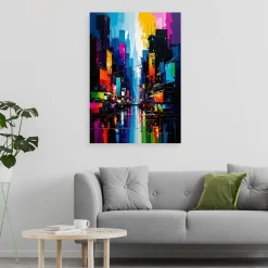 Obraz do biura salonu, Kolorowe Miasto Abstrakcja 20x30