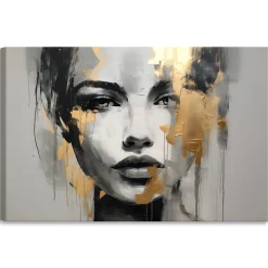 Obraz Do Salonu Abstrakcyjny Złoty Portret 30x20cm