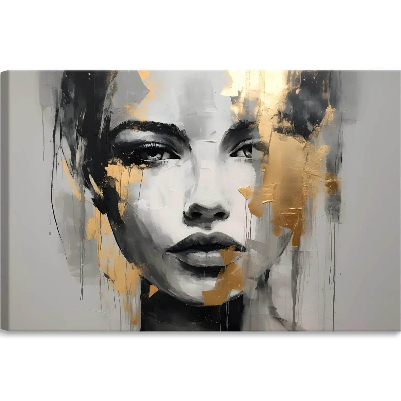 Obraz Do Salonu Abstrakcyjny Złoty Portret 30x20cm