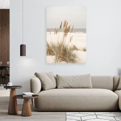 Obraz do salonu kuchni biura, Plaża morze rośliny natura beżowy 20x30