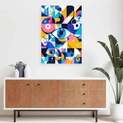 Obraz do salonu sypialni, Abstrakcja geometryczna oko Bauhaus 20x30