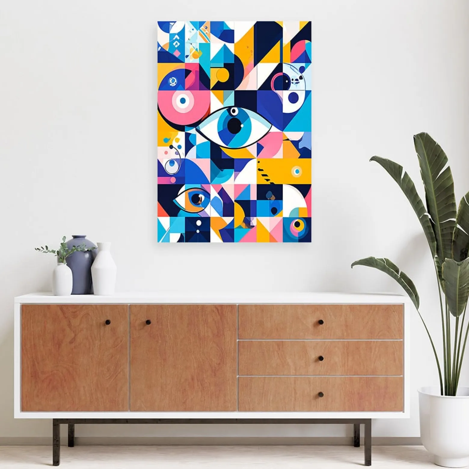 Obraz do salonu sypialni, Abstrakcja geometryczna oko Bauhaus 20x30