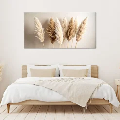 Obraz do salonu sypialni biura, Suche trawy rośliny natura beżowy 80x40