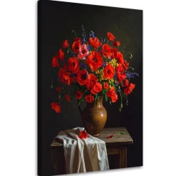 Obraz do salonu sypialni, Czerwone maki bukiet kwiatów 20x30