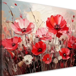 Obraz do salonu sypialni jak malowany, Polne różowe czerwone kwiaty 60x40