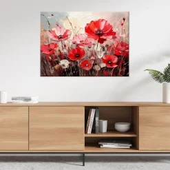 Obraz do salonu sypialni jak malowany, Polne różowe czerwone kwiaty 60x40