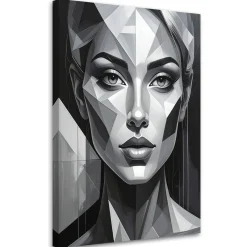 Obraz do salonu sypialni, Kobieta Geometryczny Portret czarno biały 20x30
