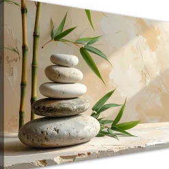 Obraz do salonu sypialni kuchni, Kamienie zen spa liście bambusa 30x20