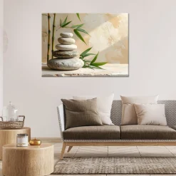 Obraz do salonu sypialni kuchni, Kamienie zen spa liście bambusa 30x20