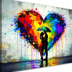 Obraz do salonu sypialni, Para Miłość Serce Abstrakcja Street Art 30x20