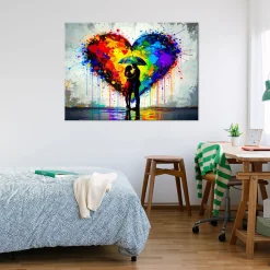 Obraz do salonu sypialni, Para Miłość Serce Abstrakcja Street Art 30x20