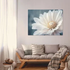 Obraz Kwiat 3D Biały Abstrakcja Do Sypialni Salonu Kuchni Na Płótnie 60X40